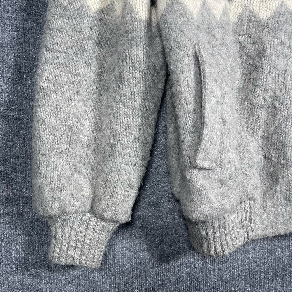 Hilda Ltd Men’s Large 100% Wool Gray Fair Isle‎ Button Down Grandpa Cardigan VTG - Picture 8 of 14